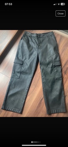 Black coated leather look - black,