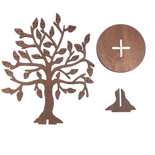Wooden tree earring - tree,