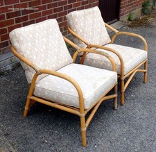 Pair vintage bamboo - , armchairs