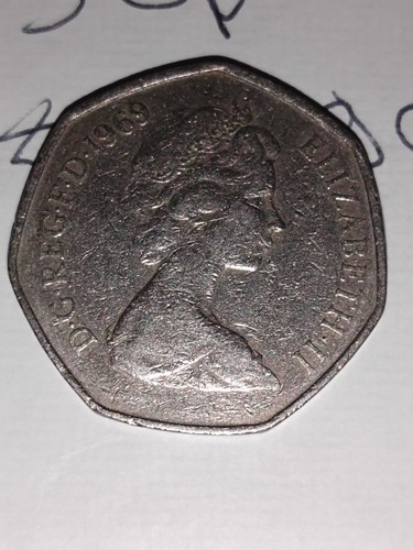 Old large 50p coins dated - old,