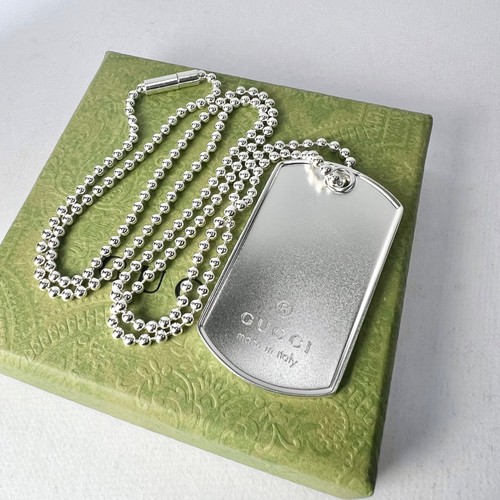 Gucci dog tag plate necklace - gucci,