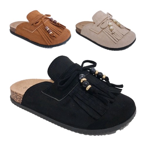 Ladies flat faux suede mules - ladies,