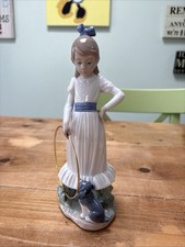 NAO by LLADRO Porcelain Figurine Girl with Hoop ' My Dog Does Tricks ' 