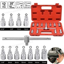 12x Drain Plug Key Socket Set Axle Oil Sump Square Wrench HEX Spanner 3/8" Drive