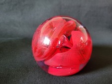 Stunning Vintage Caithness Crucible Glass Red Paperweight Signed