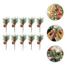  10Pcs Artificial Christmas Pine Picks Xmas Berries Pine Cones Picks for Gift