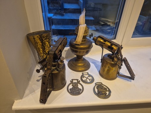 Brass vintage blow torch oil - vintage, torch,