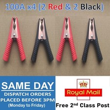 4x Crocodile Clips Alligator Clamps Battery Electrical Test Insulated 100A DIY