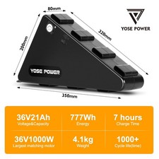 36V21Ah Electric Bike Lithium-ion Battery for 250W-1000W Motor + 3A Charger