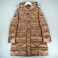 Max Mara Weekend Coat Womens 16 Brown Down Puff Italian Velvet Collection Toggle