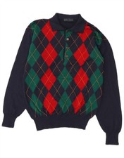 BERRY LOGAN Mens Polo Neck Jumper Sweater IT 48 Medium Navy Blue CP05