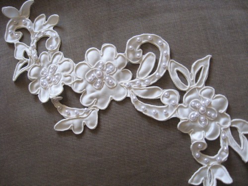 Pair ivory bridal beaded - 6,