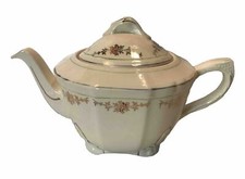 VINTAGE ALFRED MEAKIN BONE CHINA TEAPOT CREAM GOLD & A HINT OF GREEN