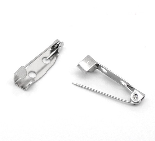 Silver plated brooch backs - silver,