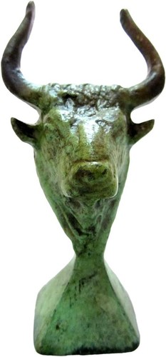 Bronze bull head statue minoan - bronze,