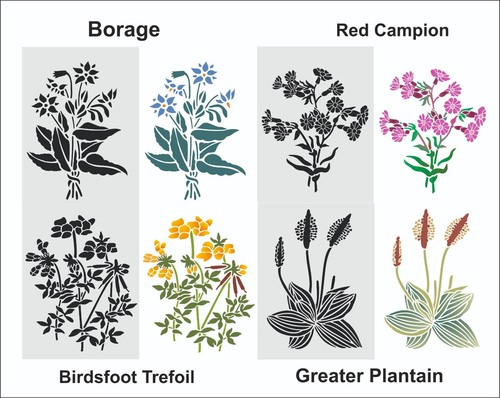 Wild flower stencil set - , of