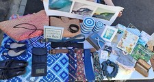 Large Bric-A-Brac/Carboot Bundle - bags, shoes, belts, ties, signs, tins + more