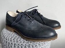 Seasalt Deluxe Leather Brogues Flat Lace Up Shoes Ink Blue UK 6 (39)