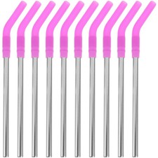  10 Pcs Straws Drinking Reusable Replacement for Water Bottles Stainless Steel