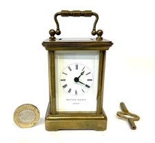 MINIATURE MATTHEW NORMAN LONDON Brass Carriage Clock with Key: Working