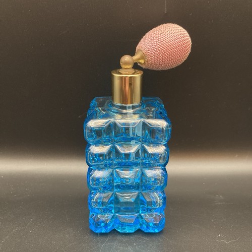 Vintage blue glass perfume - glass,