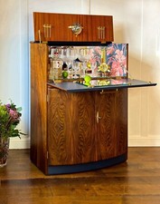Vintage Walnut Cocktail Cabinet, Pink & Blue Bar
