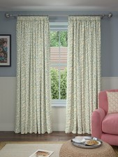 John Lewis Eloise Print Blackout Lined Pencil Pleat Curtains W228x182cm Green A