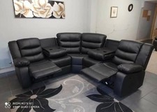 Roma | Black | Leather Corner Recliner Sofa With Cupholders | SPECIAL OFFER 