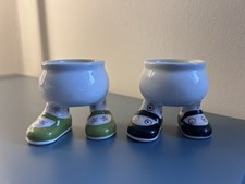 Vintage Carlton Ware Walking Ware Egg Cups x 2 Green And Black