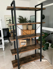 Large Industrial Bookcase Vintage Storage Unit Rustic Metal Tall Display Cabinet