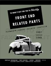 Plymouth Front End Body Parts Book 1940 1939 1938 1937 Grille Hood Lights Etc