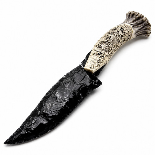 Black obsidian athame - 10",