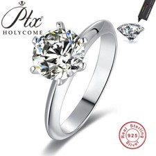 1CT/2CT/3CTLuxury 925 Sterling Silver Real Moissanite Rings 925 Sterling Silver