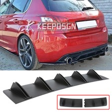 For Peugeot 206 208 307 308 Black Rear Bumper Diffuser Shark Fin Splitter Chin