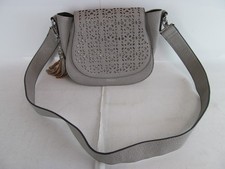 Ladies Dune London Grey Faux Leather Crossbody Handbag With Detailed Bag Flap
