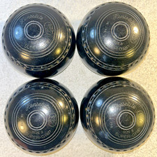 HENSELITE Super Grip Lawn Bowls Size 3 Set Of 4 Black & Drakes Pride Carry Sling