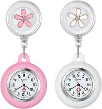Retractabel Tunic Nurse Watch Lapel Quartz Fob Pocket Brooch Clip Doctor Flower 