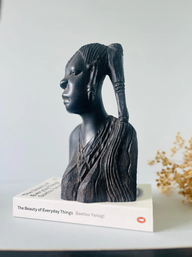 African woman bust sculpture - african,