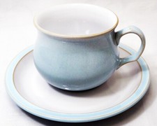 BLUE LINEN by Denby Tea Cup & Saucer NEW NEVER USED made in England