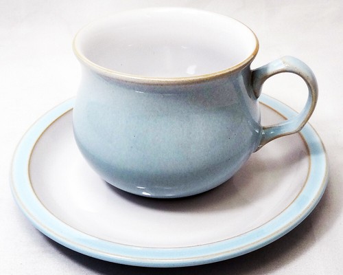 Blue linen denby tea cup - tea, &