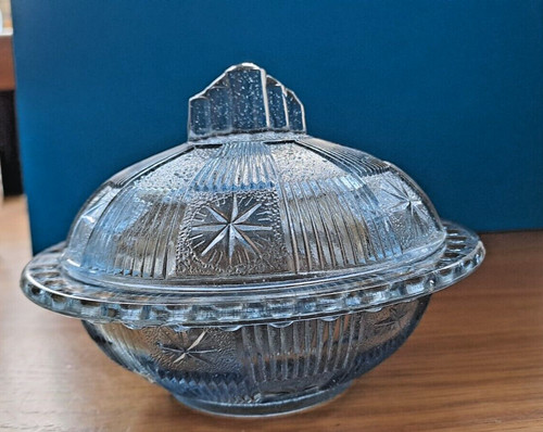 Art deco blue depression glass - deco,