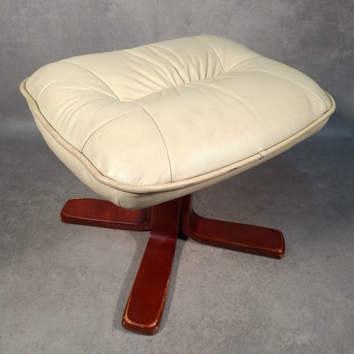Cream footstool faux leather - footstool,