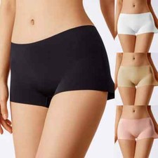 Ladies Boxer Panties Ice Silk Seamless Mid Waist Briefs Knickers Shorts 3/6 Pack