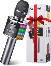 Wireless Karaoke Bluetooth Microphone with LED Disco Light New