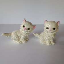 Vintage Goebel Kitty Cat Pair W. Germany White Long Hair