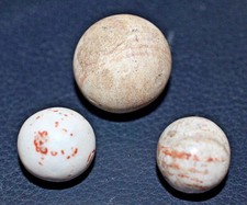 3 Old China Marbles Handmade Lined Collector Organic   lot #992