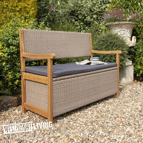 Rattan storage garden bench - storage,