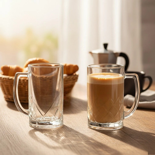 6pcs clear glass mugs large - glass,