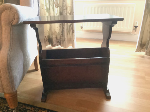 Magazine rack with table - , top