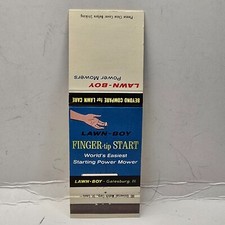 Vintage Matchbook Cover  Lawn-Boy Finger-Tip Start Power Lawn Mower Galesburg IL